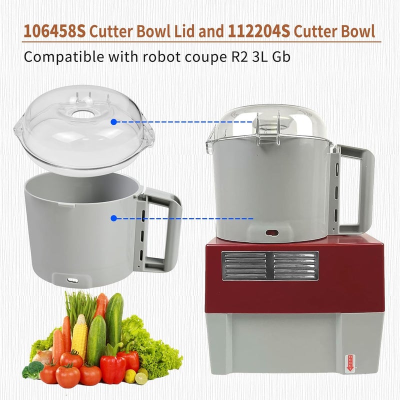Vanshly 106458S Cutter Bowl Lid and 112204S Cutter Bowl Compatible with robot coupe R2 3L Gb - Image 2